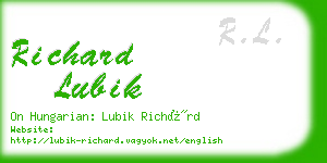 richard lubik business card